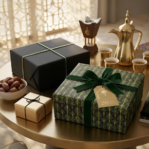 Papier Cadeau Palme verte Luxe Art Déco Élégant