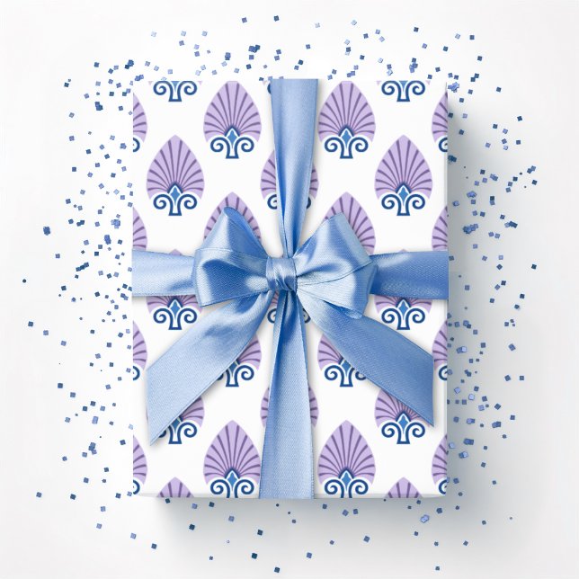 Papier Cadeau Palmette en forme de bêche en bleu et violet (Créateur téléchargé)