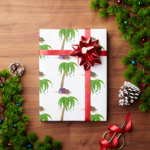 Papier Cadeau Palmiers de Noël tropicaux