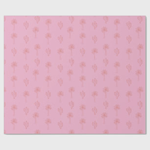 Papier Cadeau Palmiers et Cactus Retro Rose
