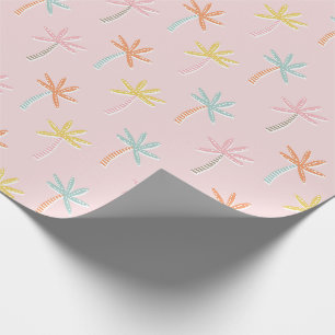 Papier Cadeau Palmiers mignons roses