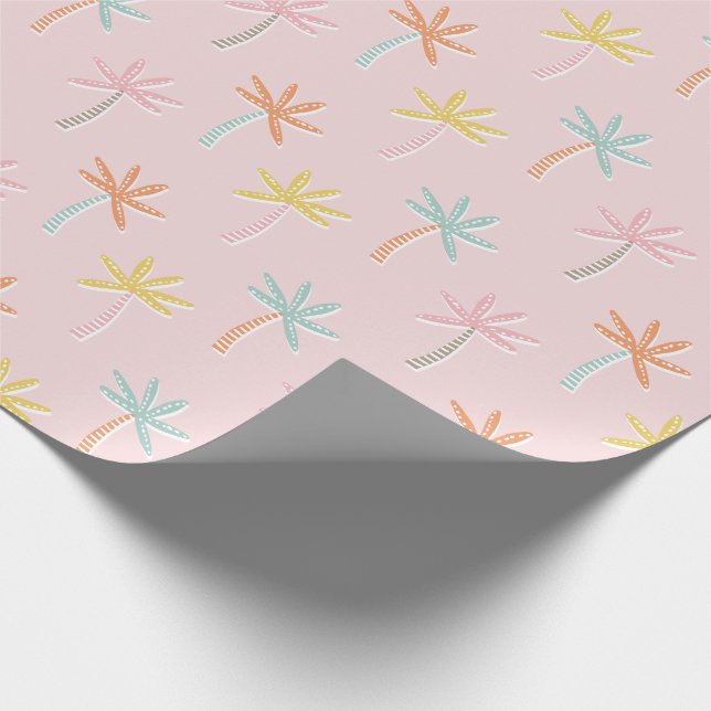 Papier Cadeau Palmiers mignons roses (Coin)