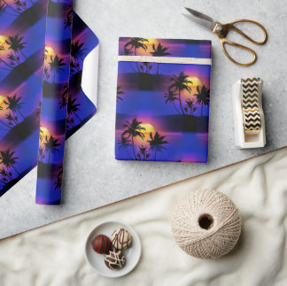 Papier Cadeau Palmiers tropicaux couchés de soleil