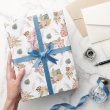 Pampas Grass & Fleurs sur Blanc