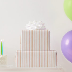 Papier Cadeau Pamplemousse Rose Pêche Rayures Blanches Anniversa