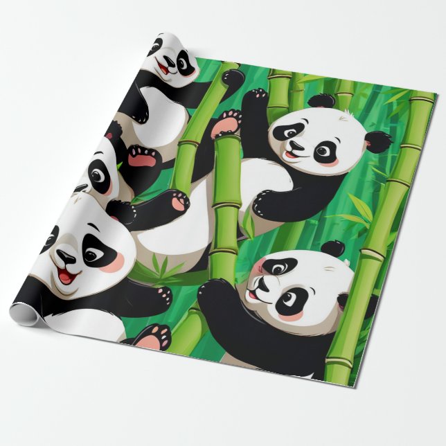 Papier Cadeau Panda Bambou (Déroulé)