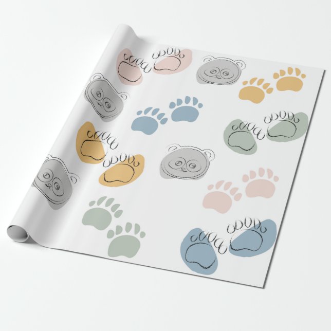 Papier Cadeau Panda Cartoon Kids Baby Wrapy Papier (Déroulé)