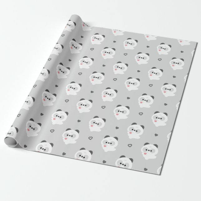 Papier Cadeau Panda d'amour mignon (Déroulé)