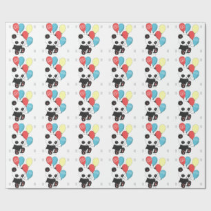 Papier Cadeau Panda d'anniversaire avec des ballons