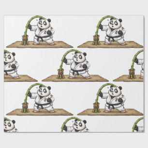 Papier Cadeau Panda de karaté drôle Échec d'arts martiaux