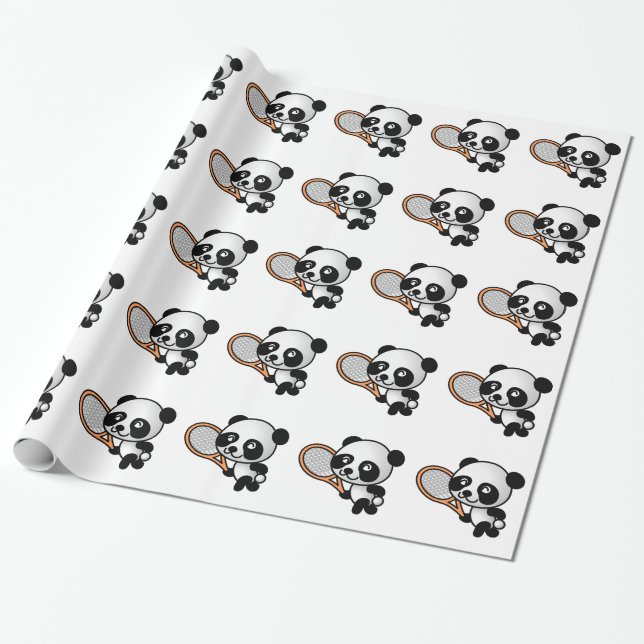 Papier Cadeau Panda de tennis (Déroulé)