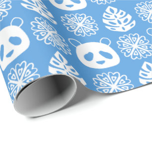Papier Cadeau Panda Jungle Impressions sur le bleu