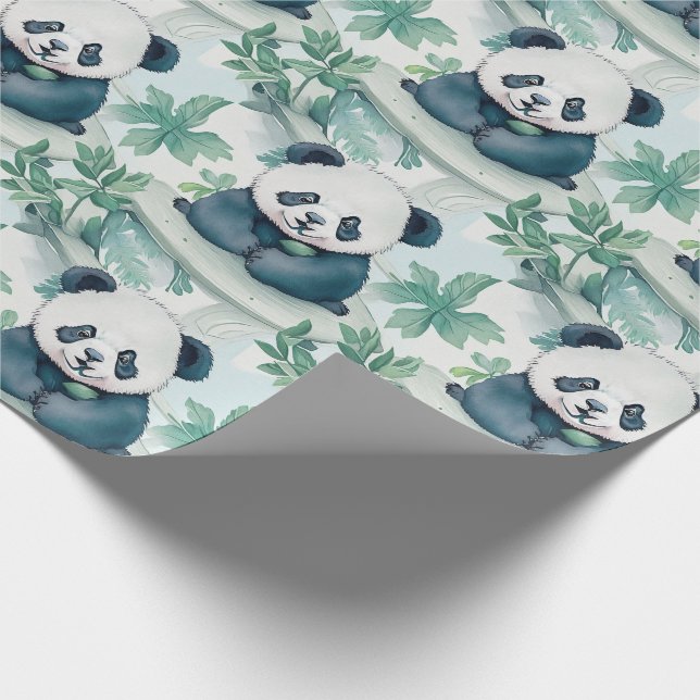 Papier Cadeau Panda mignonne et bambou (Coin)