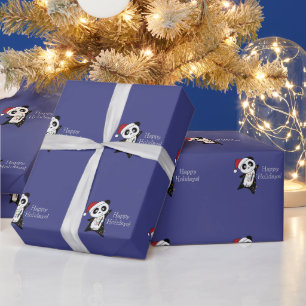 Papier Cadeau Panda Noël Neige Animaux d'hiver Pandas Wrappin