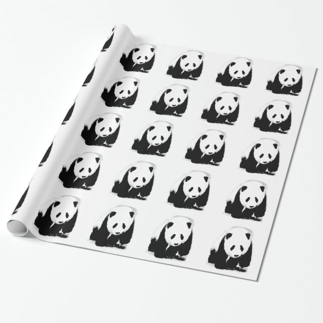 Papier Cadeau Panda noir et blanc (Déroulé)