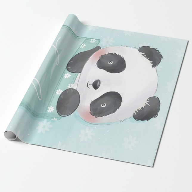 Papier Cadeau Panda | Panda Mignonne Dans La Poche (Déroulé)