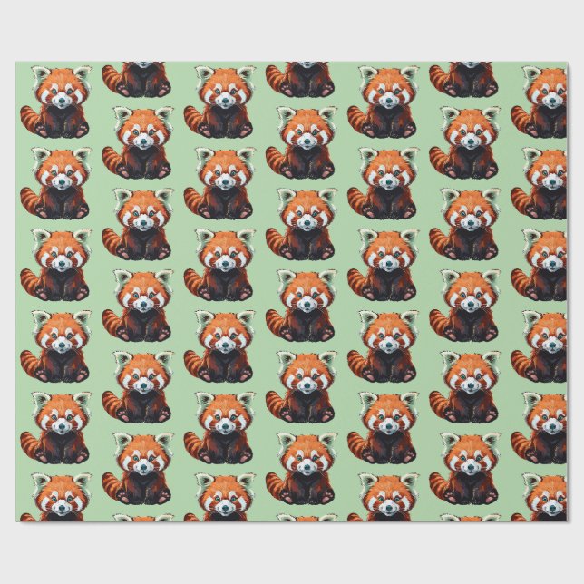 Papier Cadeau Panda roux (Plat)