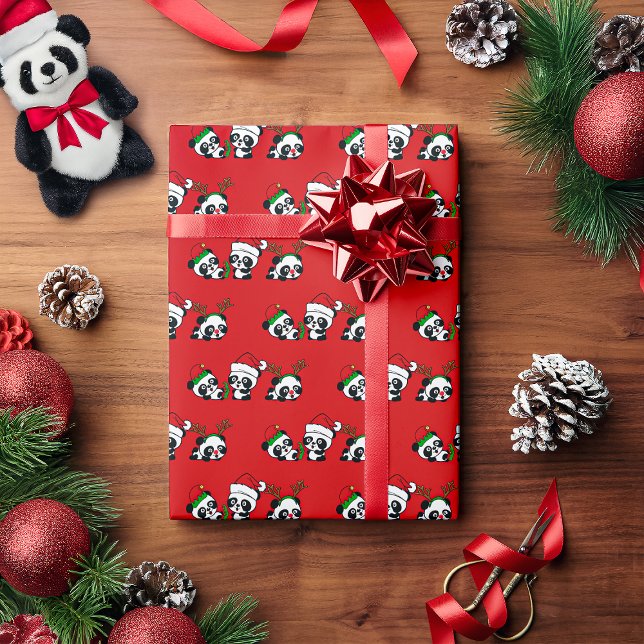 Papier Cadeau Pandas de Noël (Créateur téléchargé)