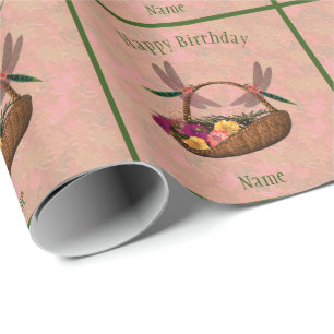Papier Cadeau Panier à fleurs de libellules Art Personnalisé Ann