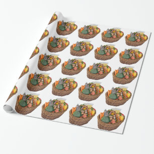 Papier Cadeau Panier avec aliments fruits et légumes
