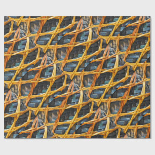 Papier Cadeau Panier d'armure de lin de bleu d'Aotearoa Nouvelle