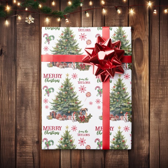 Papier Cadeau Panier de chien en boîte sous l'arbre de l'Holiday (Créateur téléchargé)