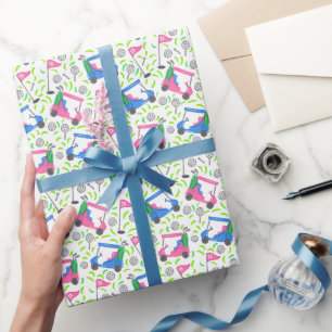 Papier Cadeau Panier de golf rose et bleu Prépa