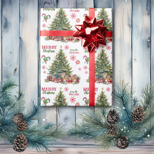 Papier Cadeau Panier de Noël en chaton sous l'arbre