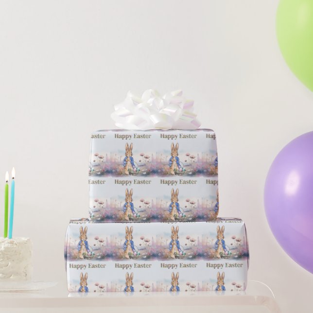 Papier Cadeau Panier de Pâques classique de lapin Joyeuses Pâque (Cadeaux de fête)