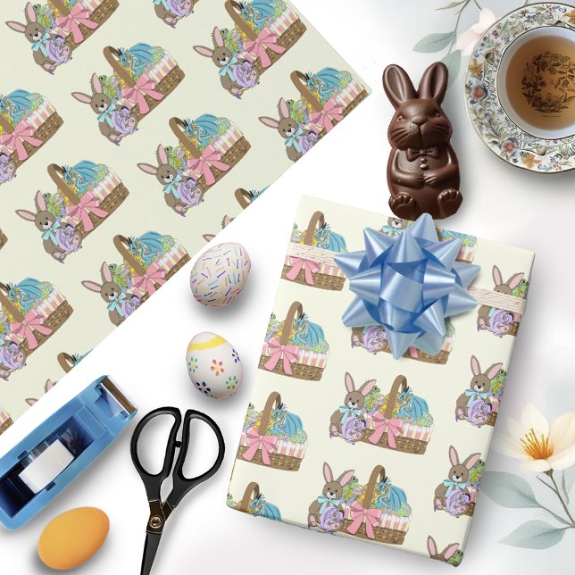 Papier Cadeau Panier de Pâques Dragons Fantastiques Mignons et F (Créateur téléchargé)