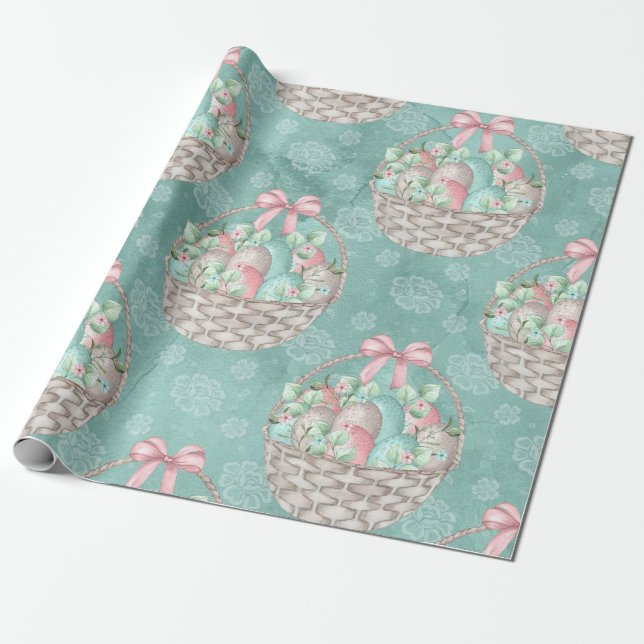 Papier Cadeau Panier de Pâques mignon (Déroulé)