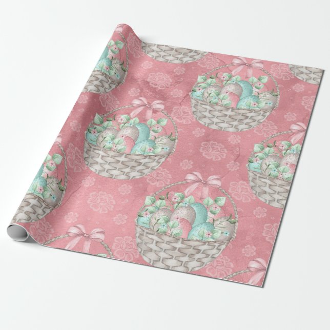 Papier Cadeau Panier de Pâques mignon (Déroulé)