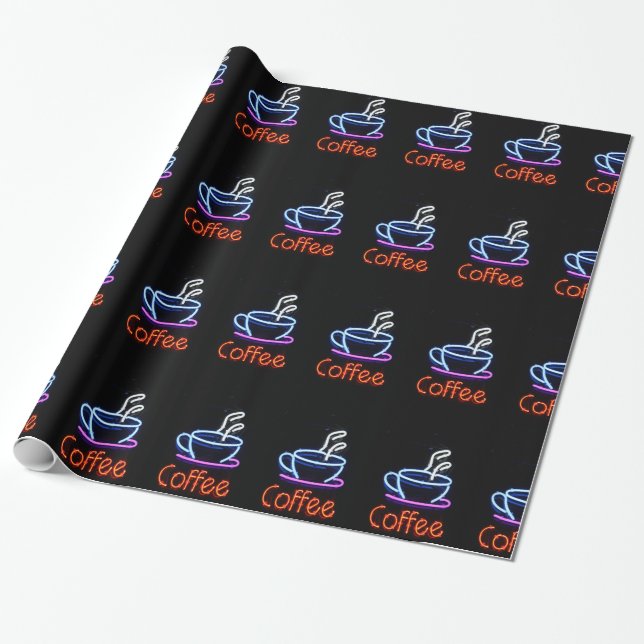 Papier Cadeau Panneau Café Sur Neon (Déroulé)