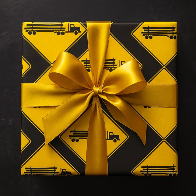 Papier Cadeau Panneau d'avertissement de camion de débardage Séc (Créateur téléchargé)