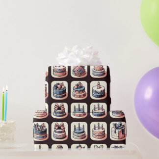 Papier Cadeau Panneau de contrôle avec gâteaux d'anniversaire