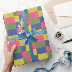 Papier Cadeau Panneau de contrôle bleu rose jaune vert
