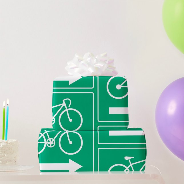 Papier Cadeau Panneau de direction flèche droite voie cyclable v (Créateur téléchargé)
