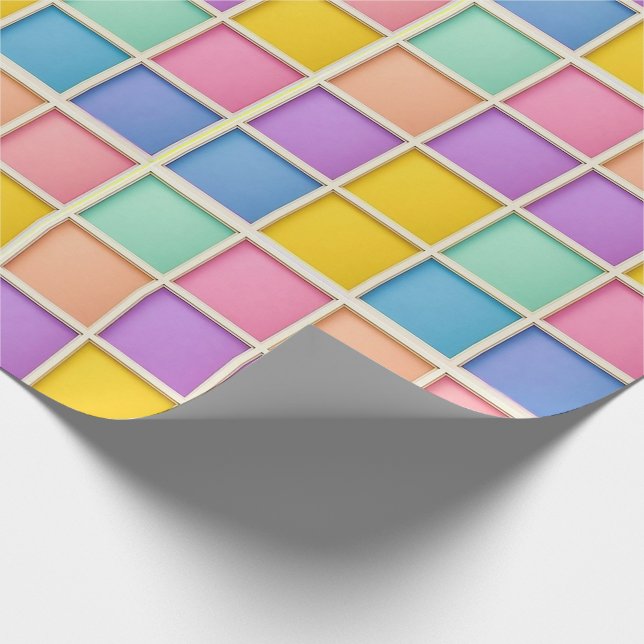 Papier Cadeau Panneau de grille géométrique coloré (Coin)
