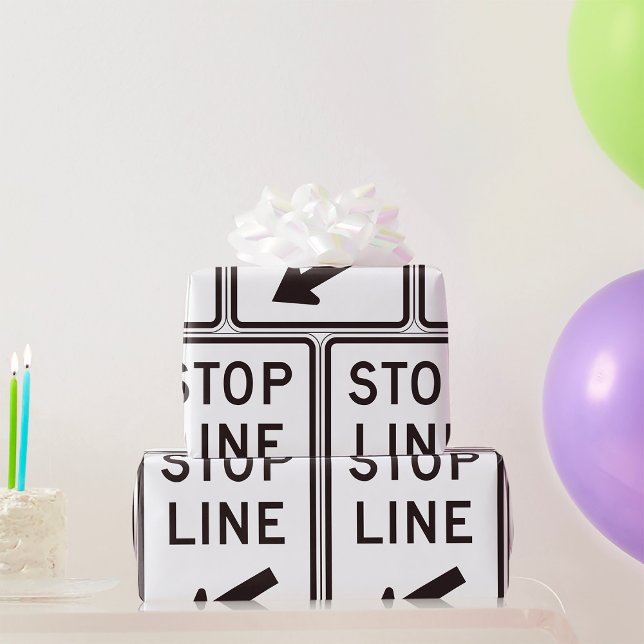 Papier Cadeau Panneau de ligne d'arrêt (Créateur téléchargé)