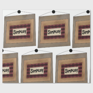 Papier Cadeau Panneau de mots d'art minimaliste rustique Simplif