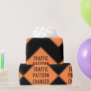 Papier Cadeau Panneau de signalisation de changement de circulat
