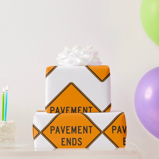 Papier Cadeau Panneau de signalisation de fin de chaussée Averti (Créateur téléchargé)