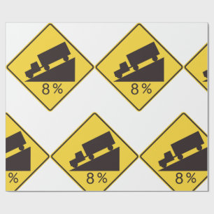 Papier Cadeau Panneau de signalisation de pente raide pour camio