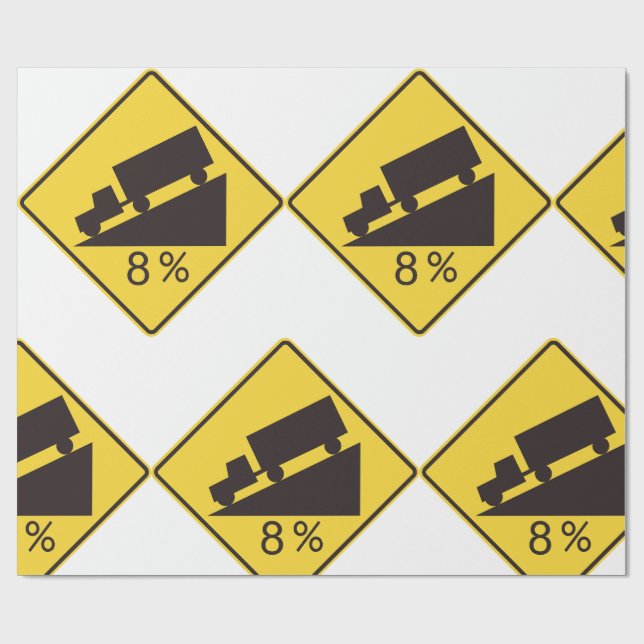 Papier Cadeau Panneau de signalisation de pente raide pour camio (Plat)