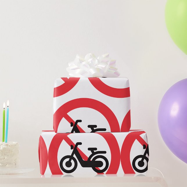 Papier Cadeau Panneau de signalisation "Interdiction aux motos" (Créateur téléchargé)
