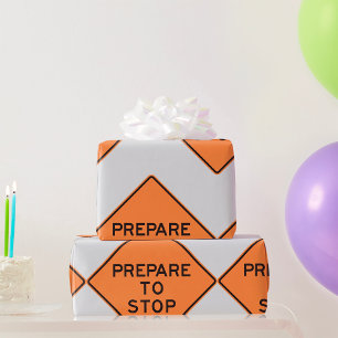 Papier Cadeau Panneau de signalisation pour se préparer à s'arrê