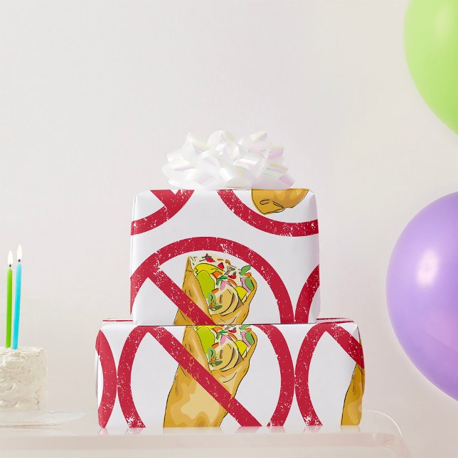Papier Cadeau Panneau Interdiction de Burritos Humoristique Inte (Créateur téléchargé)