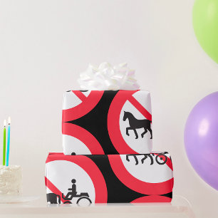 Papier Cadeau Panneau Interdiction Véhicules Attelés