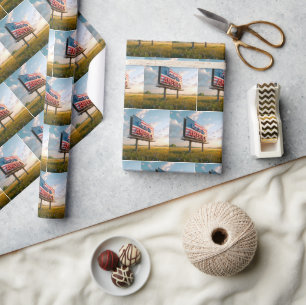 Papier Cadeau Panneau publicitaire Made In America dans un champ