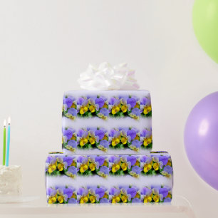 Papier Cadeau Pansies jaune et violet